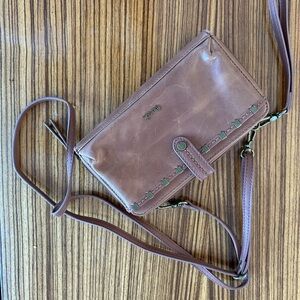 Fossil Brown Leather Crossbody Bag
